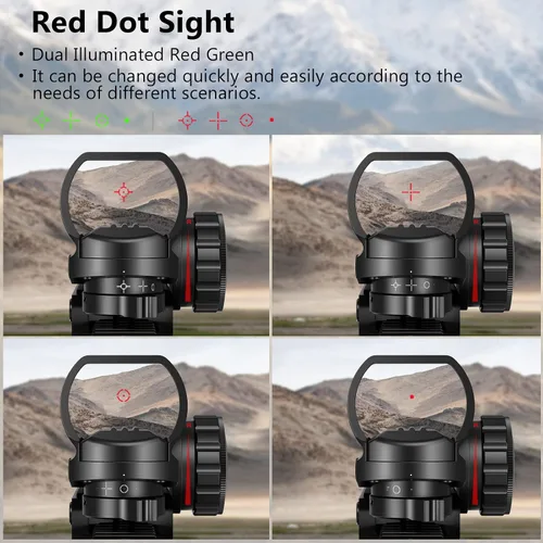 Vista 5 de MidTen 4-16x50 AO Hunting Rifle Scope Dual Illuminated Rangefinder Optics & 4 Holographic Reticle Red/Green Dot Sight & Laser Sight