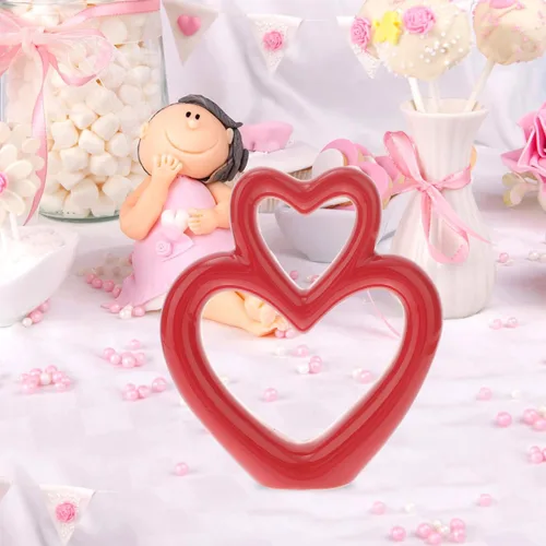 Vista 7 de Abaodam Figura de corazón de boda, adorno de corazón de cerámica, decoración romántica para estante de escritorio, hogar, oficina, aniversario