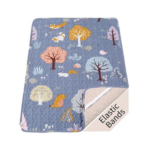 Vista 8 de Padded Pack n Play Sheets - Protector de colchón transpirable y grueso, acolchado de 38 x 26 pulgadas, sábana bajera ajustable para Graco, mini