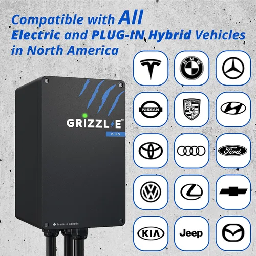 Vista 4 de Grizzl-E Cargador Duo Level 2 Plug in EV, hasta 40 amperios, dos cables premium de 24 pies (enchufe 14-50)
