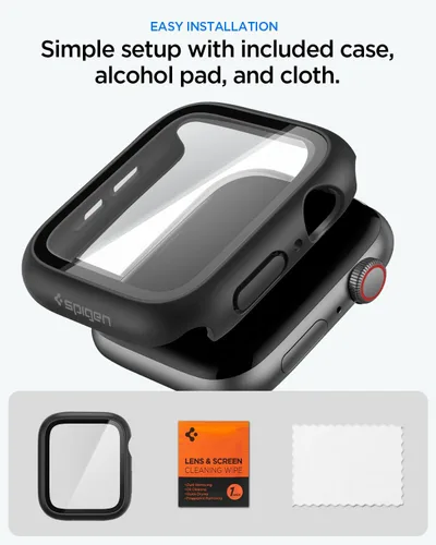 Vista 7 de Spigen Funda impermeable para Apple Watch, ajuste delgado 360 con protector de pantalla de vidrio templado sensible al tacto integrado compatible