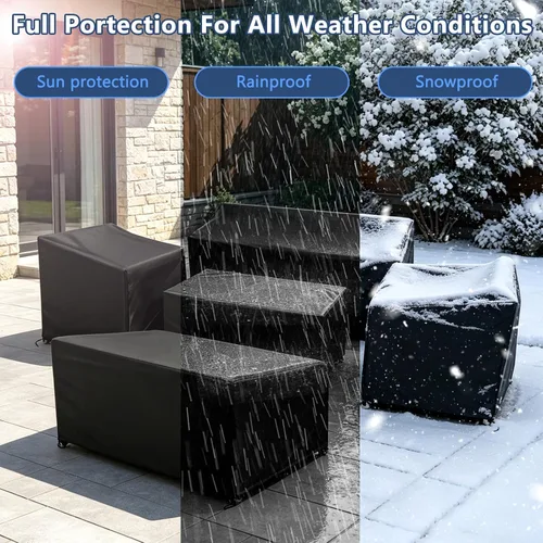 Vista 5 de STARTWO Outdoor Furniture Cover Waterproof, Patio Furniture Covers 5 Piece Set for Chairs, Couch, Table Coffee, Black