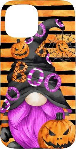 Vista 6 de iPhone 16 Halloween Gnome With Purple Beard Women Pumpkin Witchy Boo Case