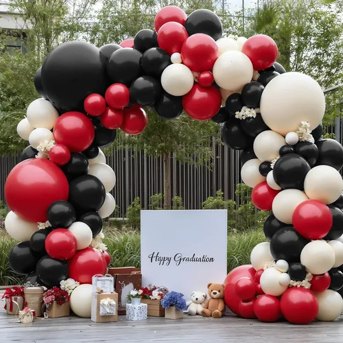 Vista 18 de Kit de Arco de Globos Azul Polvoriento Dorado, Kit de Arco de Globos Pastel de Doble Relleno Azul Claro Azul Oscuro Mezclilla Azul Pálido con Globos