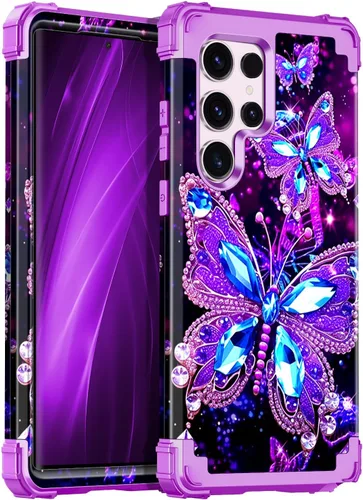 Vista 25 de Miqala Funda para Galaxy S23 FE 5G, brilla en la oscuridad, tres capas, resistente, a prueba de golpes, protección de cuerpo completo, parachoques