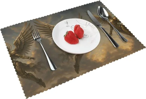 Vista 11 de Rectangular Placemats Set of 4, Heat Resistant Liquid Metal Printed Kitchen Dining Table Mats