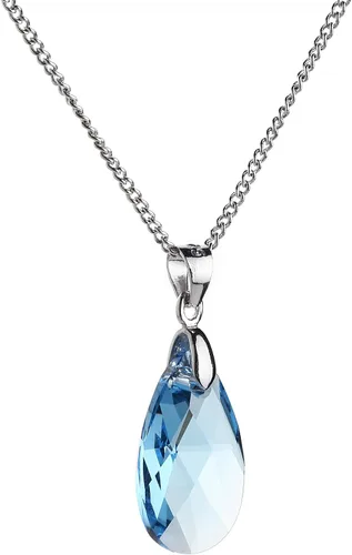 Vista 7 de KRUCKEL Collar con colgante de gota de agua de cristal Swarovski azul, chapado en oro blanco, ligero, hipoalergénico para mujeres, aniversario