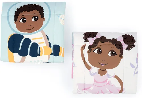 Vista 7 de Little Muffincakes Zhara Manta acolchada para niños pequeños, estampado de bailarina y flores, 42.0 x 34.0 pulgadas, 18 meses en adelante, rosa