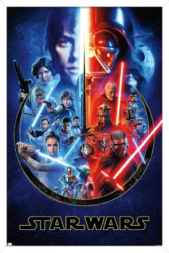 Vista 13 de Trends International Star Wars: Saga - Póster de pared Skywalker Saga, 22.4 pulgadas de largo x 14.7 pulgadas, versión enmarcada de madera de granero