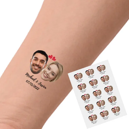 Vista 37 de YESCUSTOM Tatuajes temporales personalizados con foto, tatuaje facial personalizado con logotipo para adultos, parejas, mujeres, hombres, tatuajes