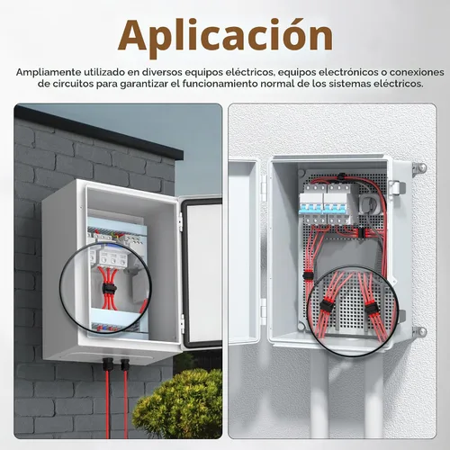 Vista 6 de Conectores de cable de aluminio a cobre de 3 puertos de doble entrada de calibre 2/0-6, conector de cable aislado de múltiples grifos, conector
