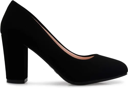 Vista 2 de Olivia K Zapatos de tacón alto con plataforma de punta redonda para mujer, adorables, cómodos
