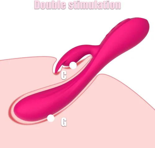 Vista 3 de Vibrador Conejo Vibrador Punto G Consolador para Mujeres Clítoris Doble Vibración Pezón para Adultos Juguetes Sexuales