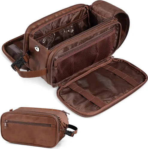 Vista 12 de PAVILIA Neceser para hombres y mujeres, bolsa de viaje, estuche organizador de artículos de tocador, artículos esenciales de viaje, kit de afeitado