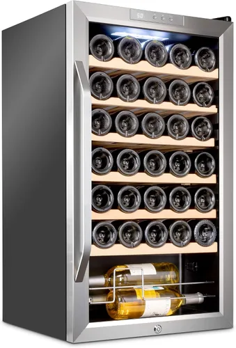 Vista 13 de Ivation Refrigerador de vino con compresor de 24 botellas con cerradura Gran bodega independiente para vino tinto, blanco, champán o espumoso Negro