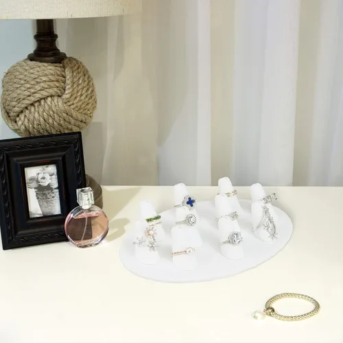 Vista 6 de MOOCA Exhibidor de anillos en forma de dedo de alta calidad para 10 anillos adecuados para exhibir y regalar joyas personales y productos
