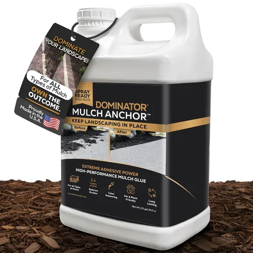 Vista 11 de DOMINATOR Mulch Anchor - Pegamento de mantillo para paisajismo Spray de pegamento para mantillo de goma, virutas de madera, paja de pino, cedro