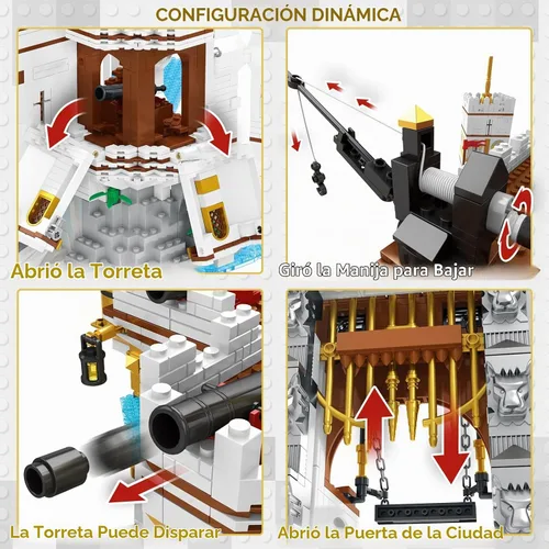 Vista 3 de JMBricklayer Royal Bay Castle Building Sets, Ideas Medieval Castle Building Kit 41109, Construction MOC Building Set,Collectible Display