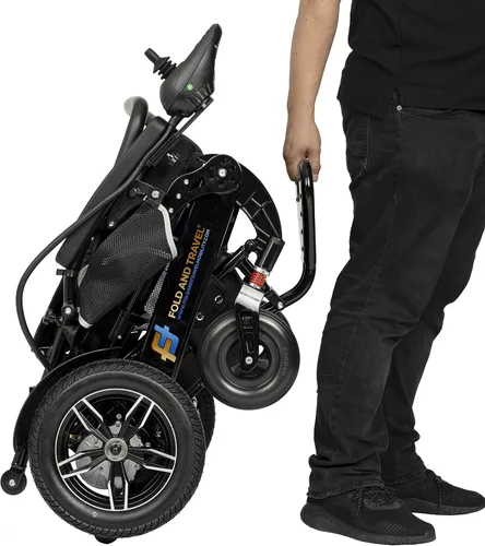 Vista 8 de Silla de ruedas eléctrica plegable ligera Silla de ruedas resistente de alta potencia (negro)