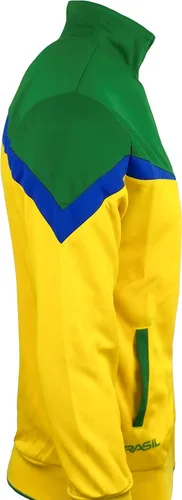 Vista 5 de Icon Sports Chaqueta deportiva de fútbol Brasil para niño, tallas juveniles, chaqueta de fútbol brasileño con cremallera completa