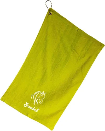 Vista 9 de SONA G DESIGNS Toalla de mano bordada de caballo de algodón con clip - se puede personalizar (Aqua)