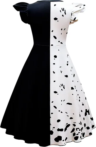 Vista 2 de Disfraz de Halloween para niñas, vestido de fiesta dálmata con accesorios