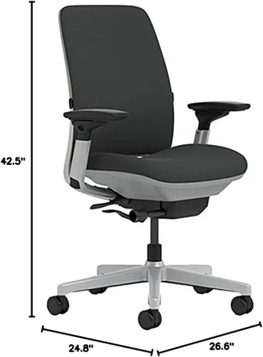 Vista 3 de Steelcase Silla Amia con base de platino y ruedas para suelo duro, regaliz