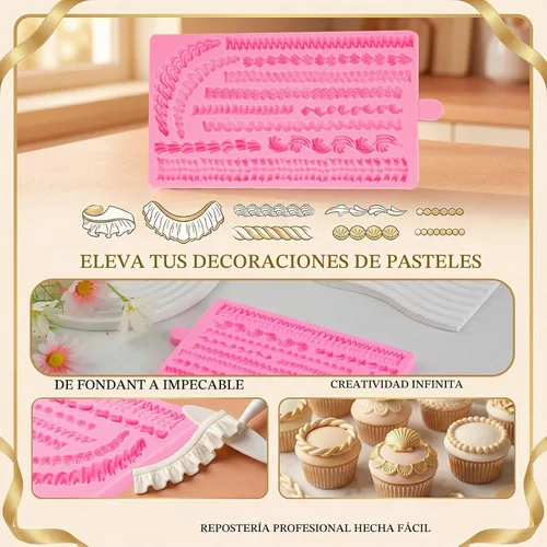 Vista 3 de Lambeth Borders - Molde de silicona para decoración de pasteles de crema batida, para fiestas de cumpleaños, adornos de cupcakes de Acción