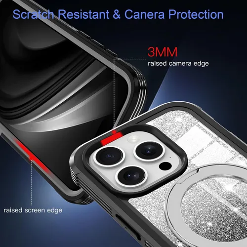 Vista 7 de Hekodonk Funda para iPhone 15 Pro Max, compatible con Magsafe [protector de pantalla de vidrio templado integrado y protección de lente de cámara]