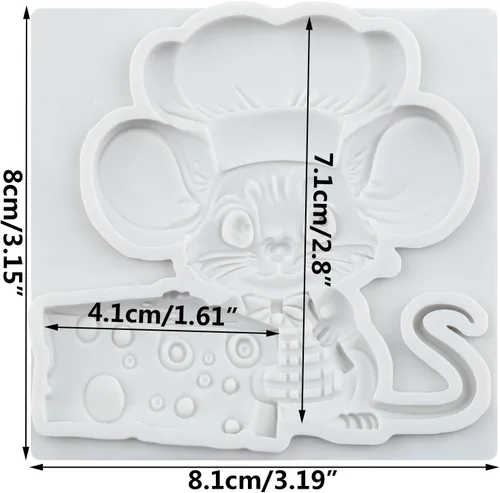 Vista 2 de Lingzhi Molde de silicona para ratón, molde para fondant de queso, para decoración de pasteles, chocolate, dulces, cupcakes, pasta de goma