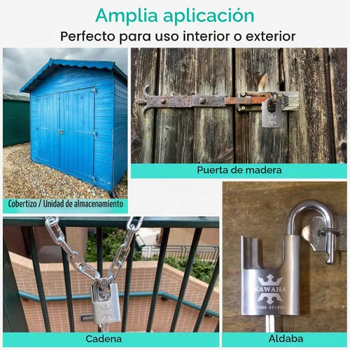 Vista 5 de 21/40-2PS Candado con Funda de Acero Inoxidable de Alta Seguridad con Llave de Acero Inoxidable para Uso en Interior y Exterior