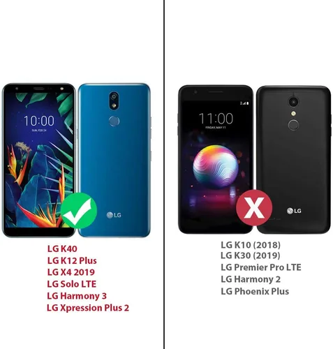 Vista 2 de TJS Funda para teléfono LG K40/K12 Plus/X4/Solo LTE/Harmony 3 (azul) con protector de pantalla de vidrio templado de cobertura completa, anillo