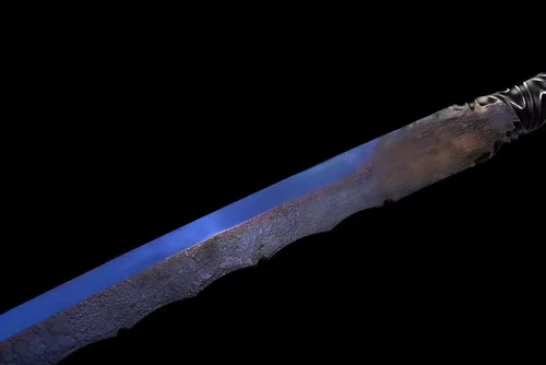 Vista 4 de Espada completa azul de alta hoja de acero de manganeso Katana japonesa Samurai Espada Funda de cuero