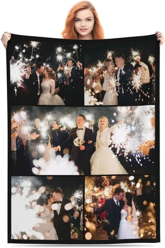 Vista 26 de Manta personalizada con fotos, texto, manta personalizada de franela para regalos de cumpleaños de adultos y niños, bodas, Navidad, Halloween, Día
