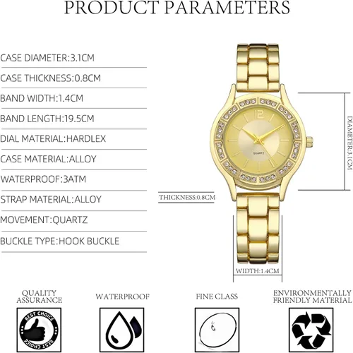 Vista 6 de Reloj de pulsera impermeable para mujer, pequeño y delgado, analógico, reloj de cuarzo, delicado regalo de Navidad
