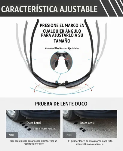 Vista 6 de Duco - Gafas de sol deportivas polarizadas para hombre con protección UV 8177s Marco Negro Lente Naranja