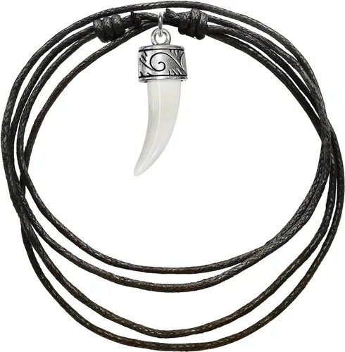Vista 4 de Bijoux de Ja Colmillo de lobo con colgante de corona rizada ajustable, Resina