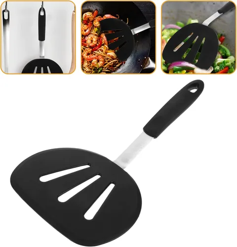 Vista 7 de Hemoton Espátula para freír ranurada Espátula de silicona antiadherente Espátula de cocina multifunción Accesorio de cocina