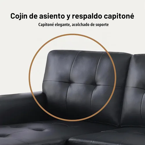 Vista 6 de Lilola Home Lucca - Sofá cama modular reversible de 84 pulgadas con cama Negro