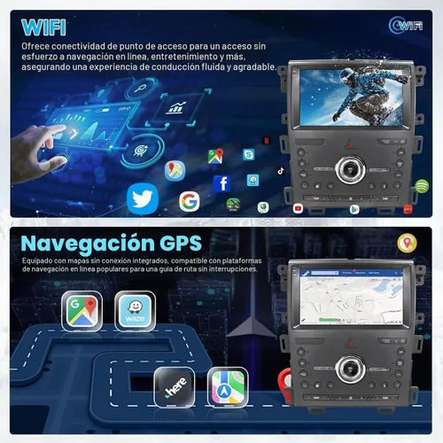 Vista 6 de Kit de actualización de radio de coche para Ford Edge 2010 2011 2012 2013 2014, inalámbrico CarPlay Android Auto, 2 GB+32 GB 8 Core sistema estéreo