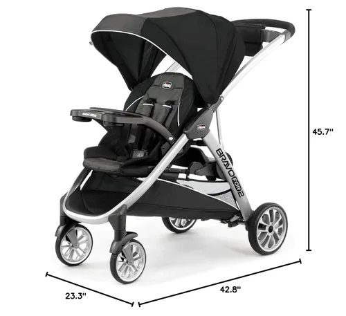Vista 10 de Chicco BravoFor2 Silla de paseo doble de pie o sentado - Hierro Negro/Gris