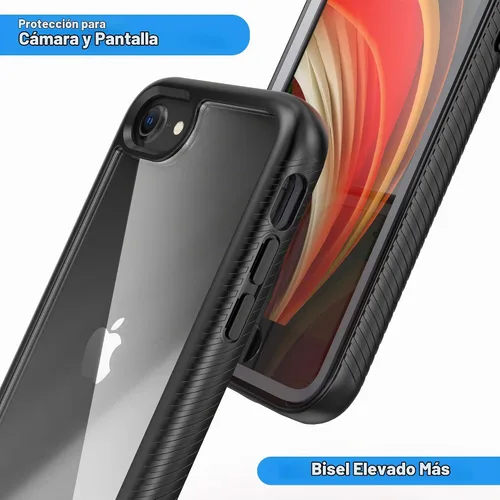 Vista 8 de IDweel para iPhone SE 2020, para iPhone 8 y 7 y SE 2022 (SE 2ª/3ª), funda protectora de cuerpo completo de ajuste delgado con amortiguación de Negro