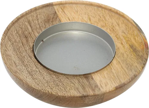 Vista 2 de Deco 79 Lámpara de madera de huracán candelita, juego de 2 4 pulgadas, 3 "H, marrón