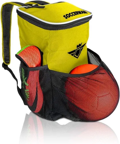 Vista 10 de Mochila de fútbol con compartimento para pelotas - Para niños y niñas La bolsa se adapta a todos los equipos de fútbol y equipo de gimnasio (negro)