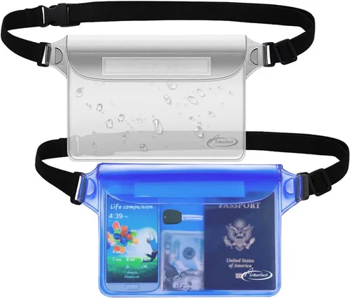 Vista 9 de AiRunTech Bolsa impermeable con correa para la cintura (paquete de 2) Accesorios de playa, la mejor manera de mantener tu teléfono y objetos