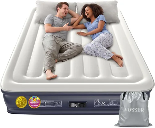 Vista 13 de VOSSER Colchón de aire individual XL con bomba incorporada, colchón inflable extra largo de 13 pulgadas elevado de 80 pulgadas, cama de aire Azul