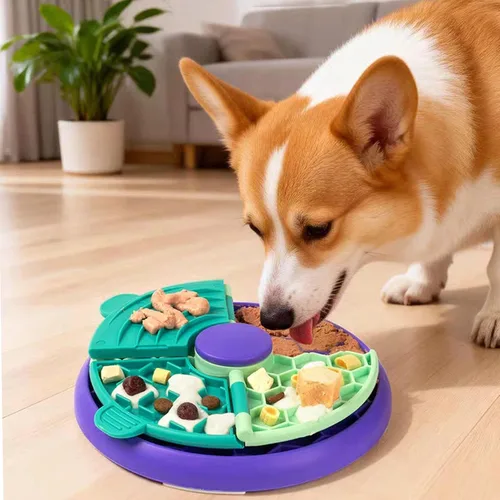 Vista 3 de Tazón de perro de alimentación lenta 2 niveles, girando el alimentador