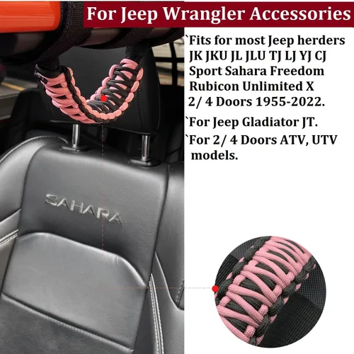 Vista 3 de Accesorios para Jeep Wrangler, barra antivuelco, mango de agarre con moldura para manija compatible con Jeep Wrangler YJ TJ JK JKU JL JLU 1955-2023