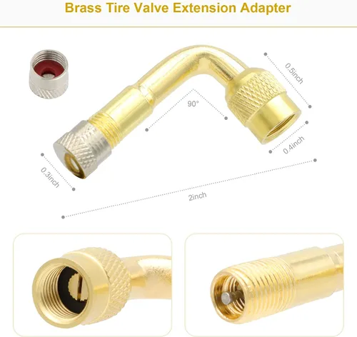 Vista 3 de Extensión de válvula de neumático, extensores de vástago de válvula flexible de 8.25 pulgadas con adaptador de extensión de válvula de neumático