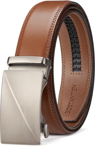 Vista 11 de BOSTANTEN - Cinturón de cuero para hombre con hebilla de rátchet para vestir y casual con hebilla ajustable, corte para adaptarse
